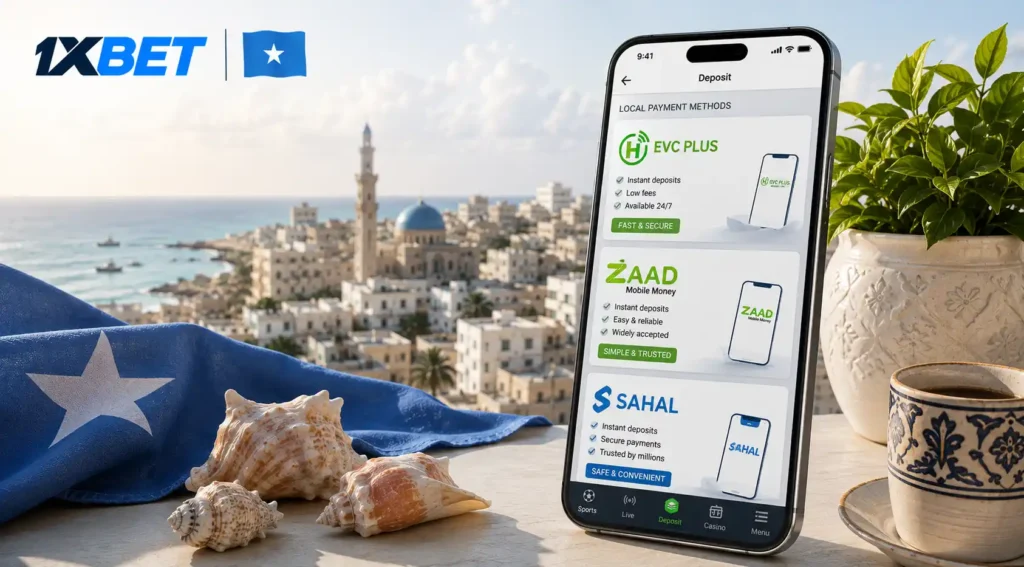 full information about 1xbet Somalia deposit methods