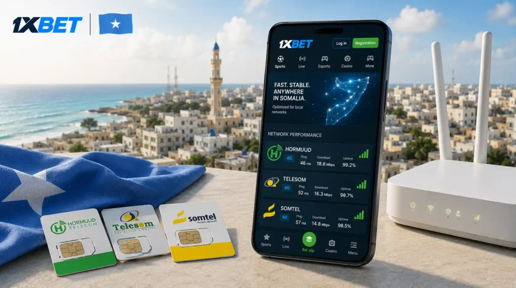 Somalia Network tests at 1xbet app